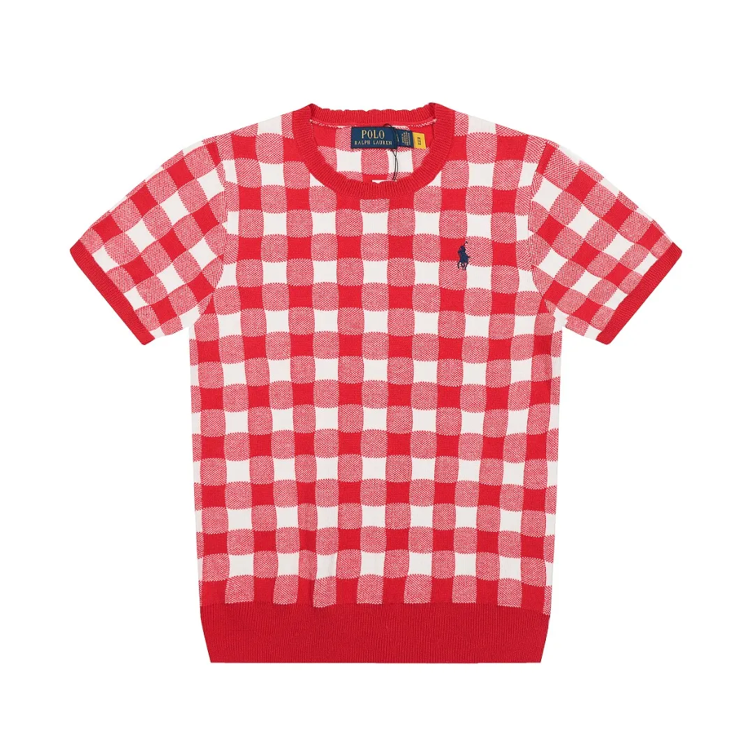 P150 💰 "Top quality" Style number: DS215# (on sale all year round) [Ralph Lauren plaid jacquard basic pony embroidered logo knitted round neck short sleeves] ✅Ralph Lauren Ralph Lauren all-match goddess style plain plaid knitted round neck pullover short sleeves for all seasons ✅Main provider of platform live broadcast Wholesale entities ✅ZP quality 1:1 version Scan the code to enter the GF website Counter quality ✅Detailed quality The only one in Guangzhou Imported quality cotton yarn, focusing on high-end, cost-effective, good quality needless to say ✅The version restores the original version, loose, comfortable and stress-free, simple is high-end, classic is eternal, ✅The upper body is simple and easy to match, a must-have for goddess ootd. Good-looking clothes are never picky. A must-have in the goddess' wardrobe. Size: S-L Color: Navy Gray Yellow Pink Light Blue Red